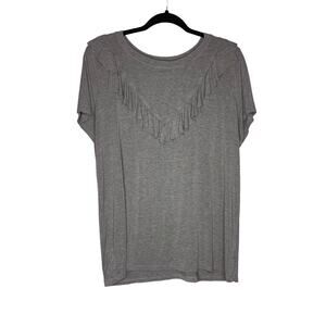 Torrid Womens Super Soft Knits Gray Short Sleeve Ruffle Detail Shirt Sz 1